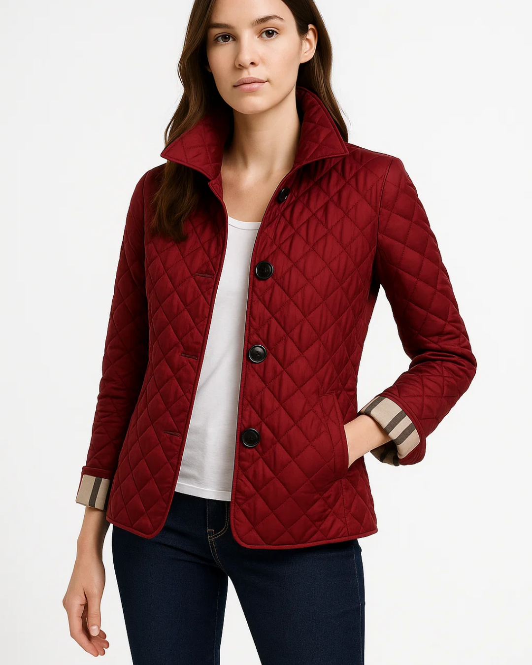 Women's Quilted Jacket with Button Closure