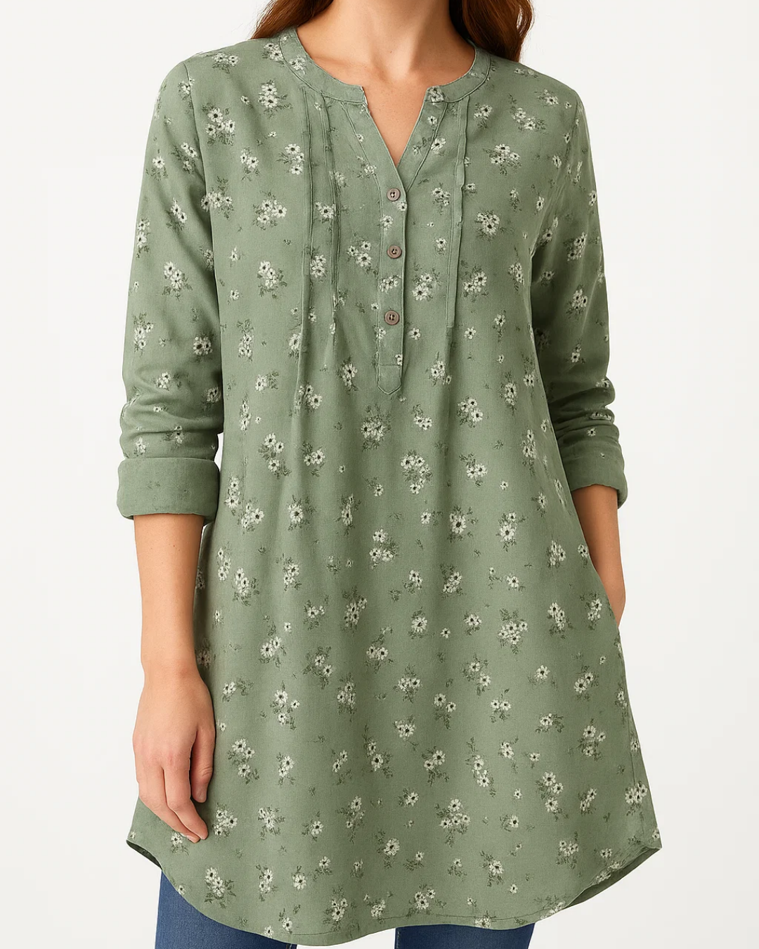 Women's Relaxed Floral Blouse With Short Sleeves