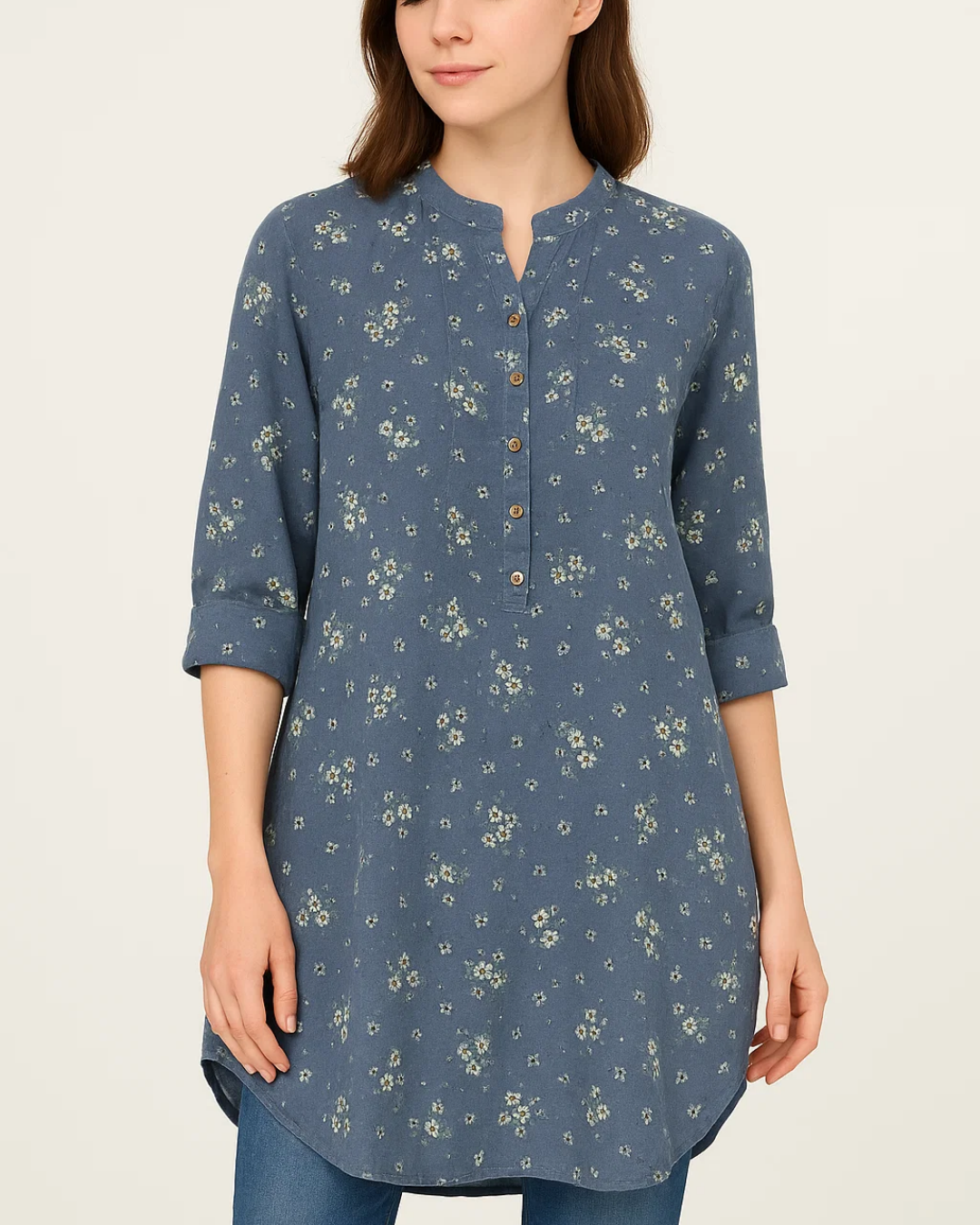 Women's Relaxed Floral Blouse With Short Sleeves