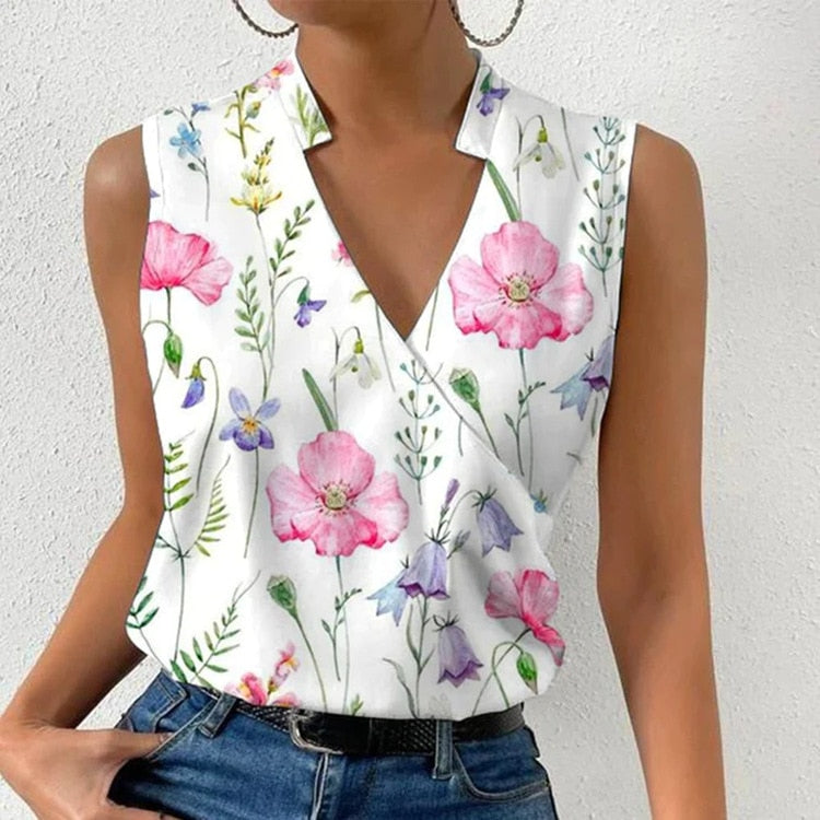 Women's Sleeveless V-Neck Blouse