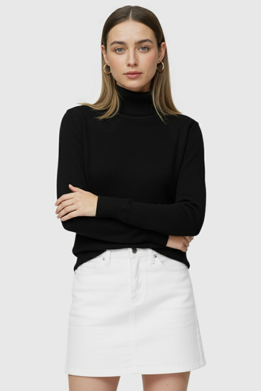 Black Fleece Lined Thermal Turtleneck