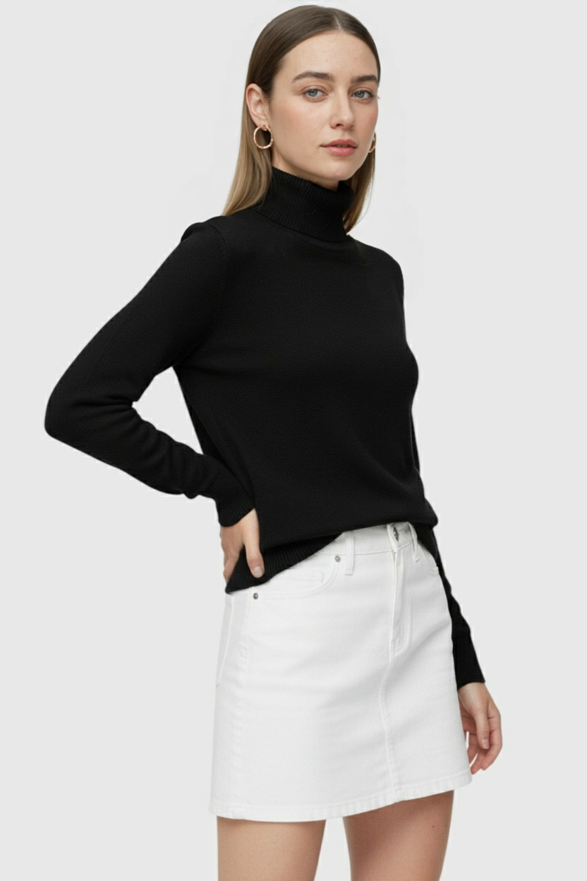 Black Fleece Lined Thermal Turtleneck