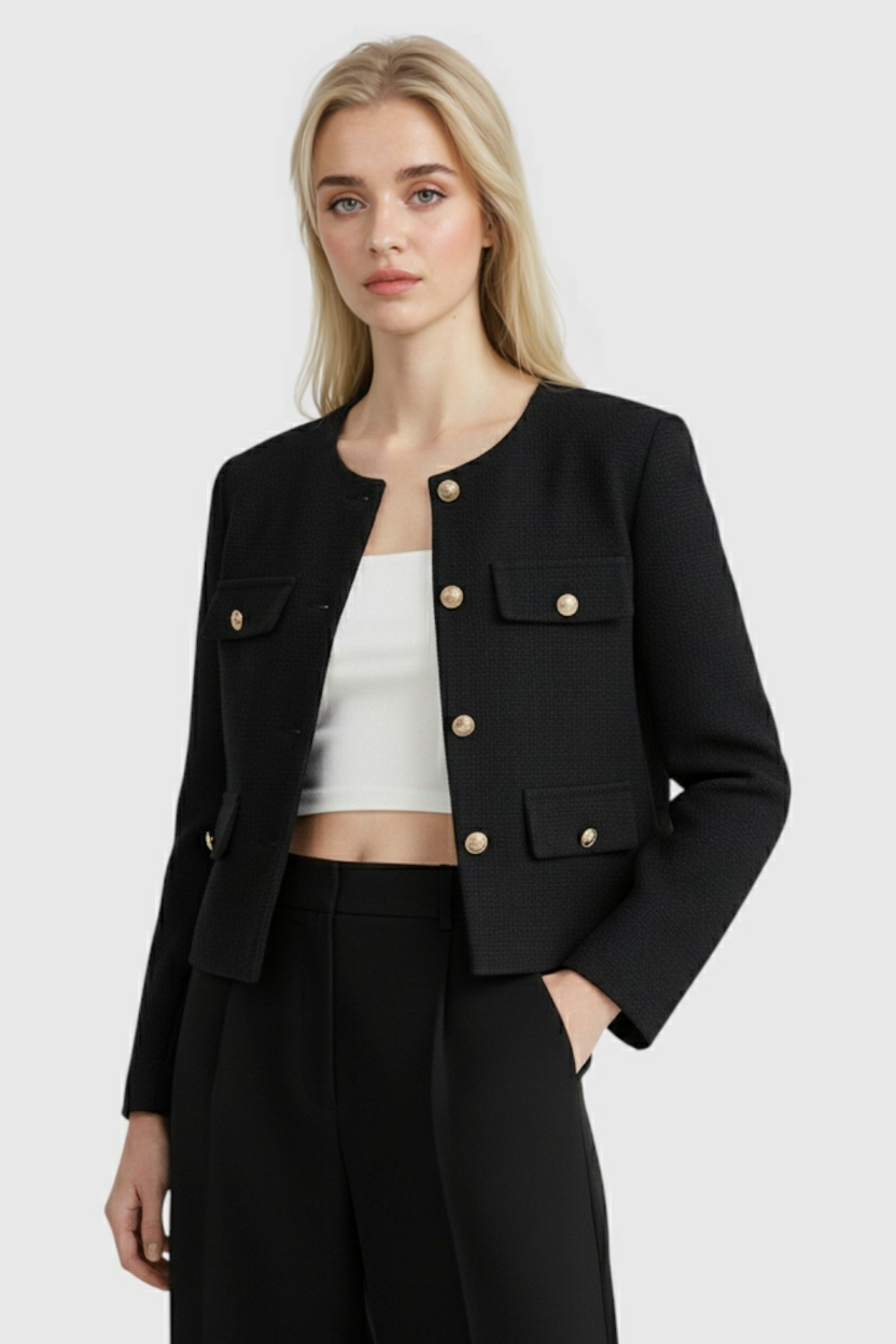 Black Winter Short Jacket for Women