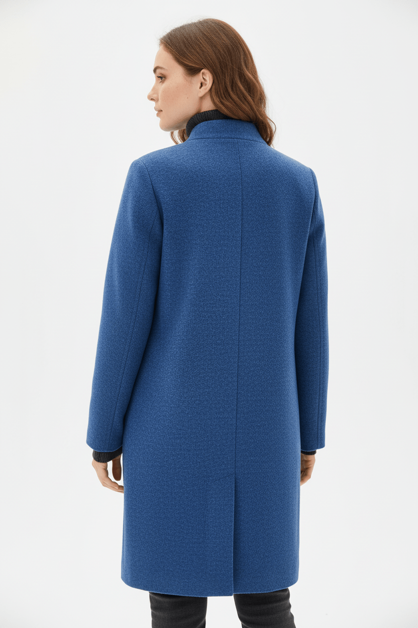 Elara – Women’s Wool Blend Coat with Stand Collar and Pockets