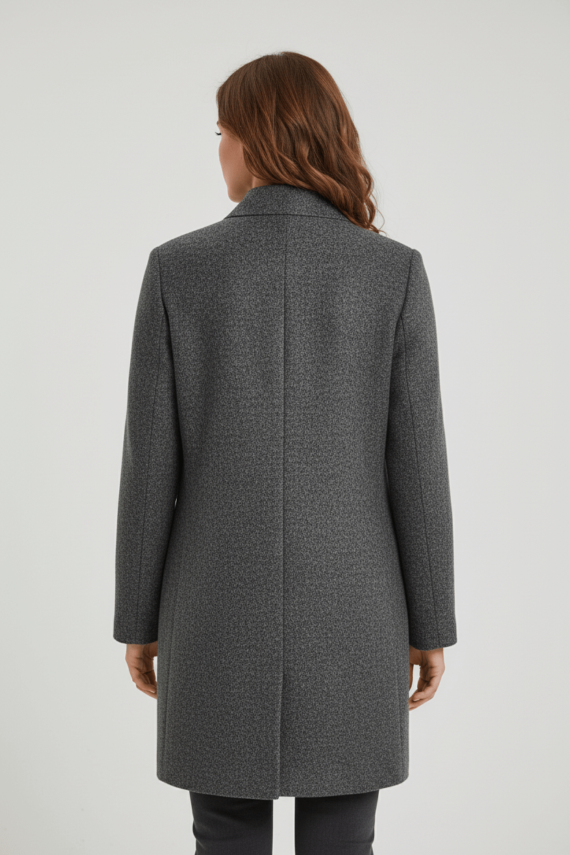 Elara – Women’s Wool Blend Coat with Stand Collar and Pockets