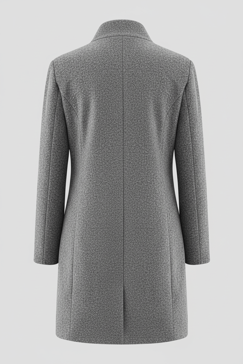 Elara – Women’s Wool Blend Coat with Stand Collar and Pockets