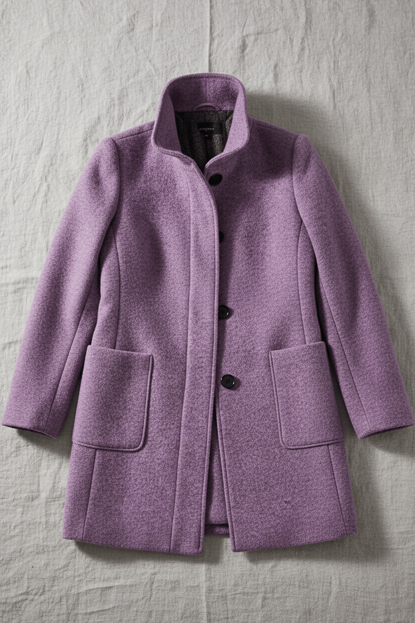 Elara – Women’s Wool Blend Coat with Stand Collar and Pockets