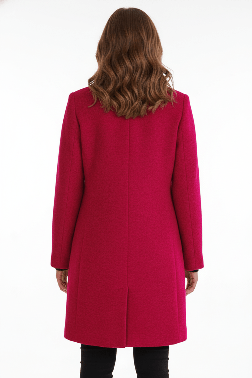 Elara – Women’s Wool Blend Coat with Stand Collar and Pockets