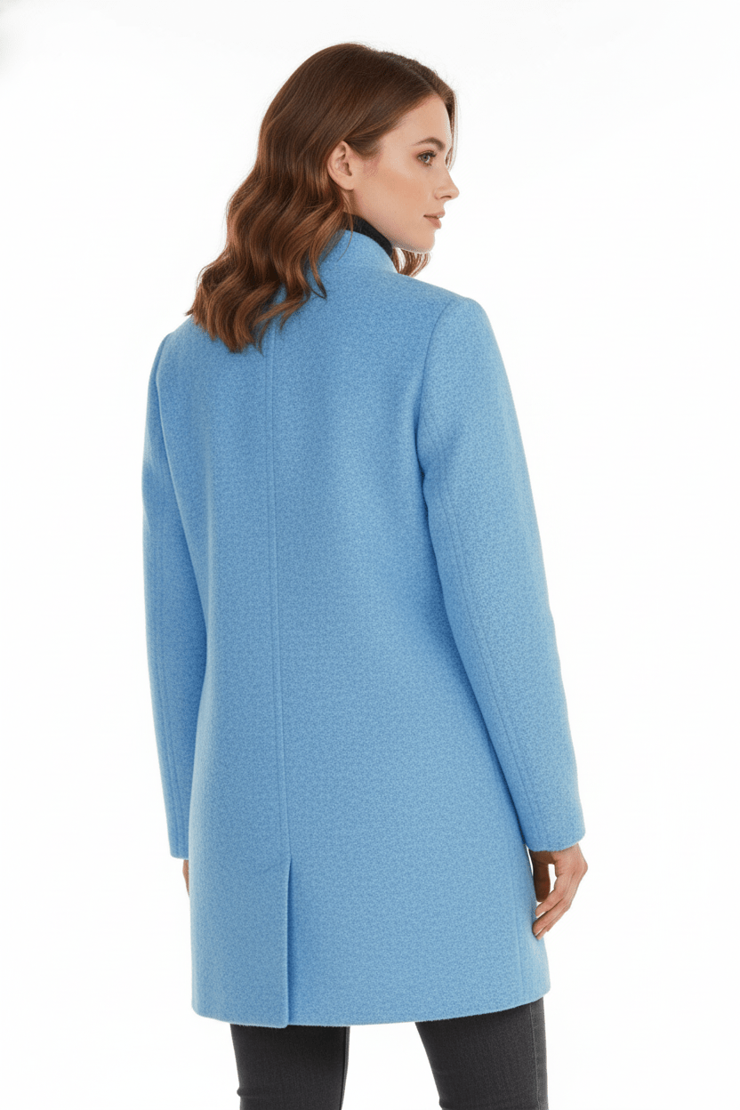 Elara – Women’s Wool Blend Coat with Stand Collar and Pockets