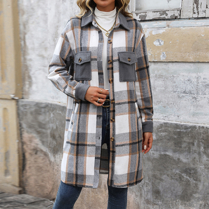 Clara | Women's Plaid Button-Up Jacket