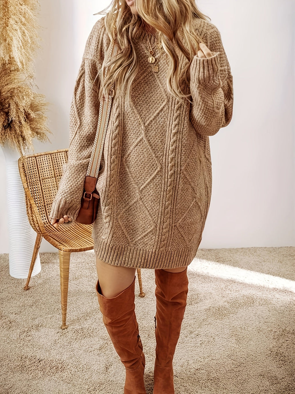 Juno Cable Knit Sweater Dress