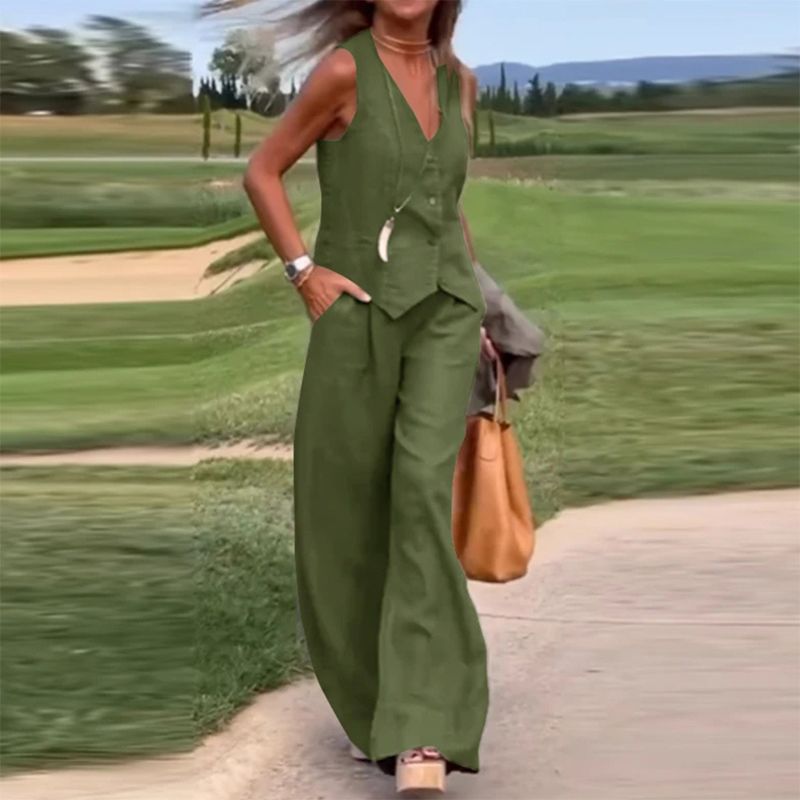 Eloise | Women's Linen Vest and Pants Outfit Set