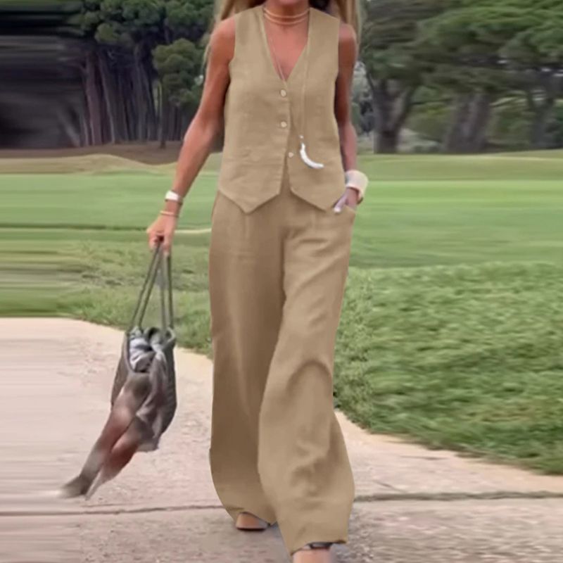 Eloise | Women's Linen Vest and Pants Outfit Set
