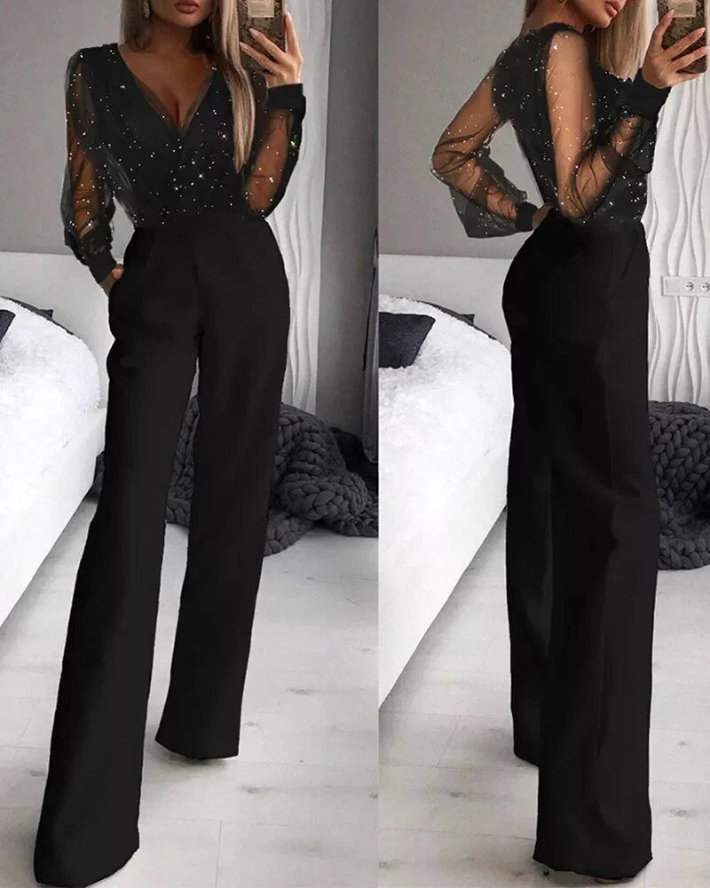 Audrey | Women's Glitter V-Neck Jumpsuit
